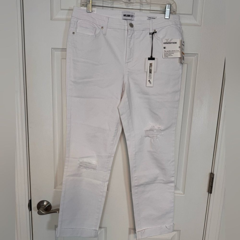 WILLIAM RAST white‎ vintage boyfriend cuffed jeans NWT size 24